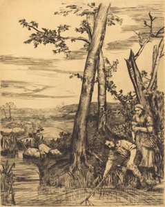 钓小龙虾 作者 阿方斯·莱格罗斯（Alphonse Legros）