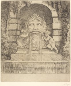 喷泉：怪诞、儿童和盆地 Une fountaine：Masque, enfants et bassin. 作者 阿方斯·莱格罗斯（Alphonse Legros）