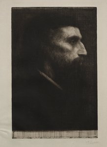 一个男人的头。 作者 阿方斯·莱格罗斯（Alphonse Legros）
