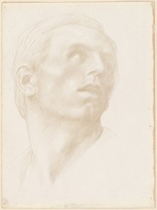 一个人的头部向右看，1890年代。 作者 阿方斯·莱格罗斯（Alphonse Legros）