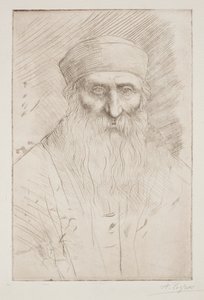 一个留着长胡子的男人的头。 作者 阿方斯·莱格罗斯（Alphonse Legros）