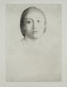 一个年轻女孩的头。 作者 阿方斯·莱格罗斯（Alphonse Legros）