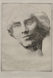 年轻女子的头像 作者 阿方斯·莱格罗斯（Alphonse Legros）