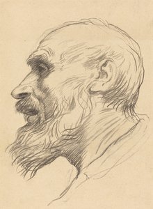 一个老人的头。 作者 阿方斯·莱格罗斯（Alphonse Legros）