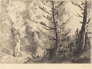 枫丹白露的森林》(Dans le foret de Fontainebleau) 作者 阿方斯·莱格罗斯（Alphonse Legros）