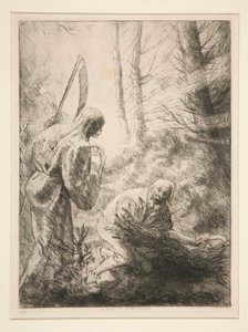 La Mort at le Bucheron，第 2 号（死亡与樵夫） 作者 阿方斯·莱格罗斯（Alphonse Legros）