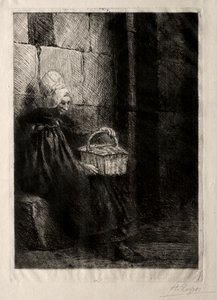 在布洛涅附近的风景，称为带篮子的女人。 作者 阿方斯·莱格罗斯（Alphonse Legros）