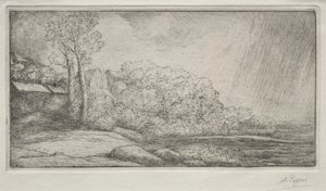 与两棵树的风景与两棵树的风景。 作者 阿方斯·莱格罗斯（Alphonse Legros）