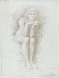裸体模特坐着。 作者 阿方斯·莱格罗斯（Alphonse Legros）
