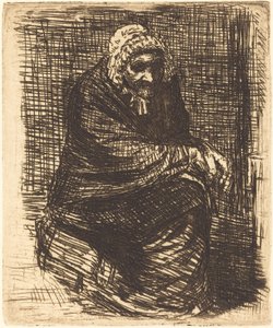 老妇人坐着 La vieille femme assise. 作者 阿方斯·莱格罗斯（Alphonse Legros）
