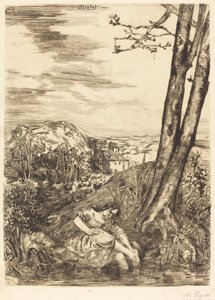 农民洗脚 农民妇女洗脚，1860年。 作者 阿方斯·莱格罗斯（Alphonse Legros）
