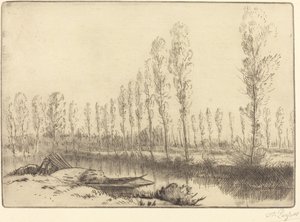 亚眠附近的胡杨树（亚眠附近，les tourbieres）。 作者 阿方斯·莱格罗斯（Alphonse Legros）