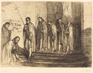 离开教堂的游行队伍 La sortie de la procession. 作者 阿方斯·莱格罗斯（Alphonse Legros）