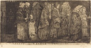 圣梅达尔墓穴中的游行（Procession dans les caveaux de St.Medard）。 作者 阿方斯·莱格罗斯（Alphonse Legros）
