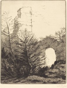 修道院的废墟 Les ruines du monastere. 作者 阿方斯·莱格罗斯（Alphonse Legros）