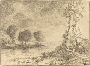 鲑鱼费舍尔-萨乌蒙（Le pecheur de saumon）。 作者 阿方斯·莱格罗斯（Alphonse Legros）