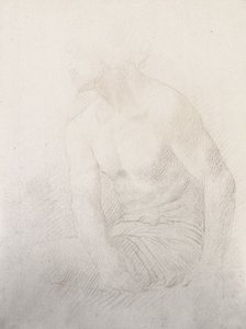坐着的男性裸体（纸上棕色粉笔画） 作者 阿方斯·莱格罗斯（Alphonse Legros）
