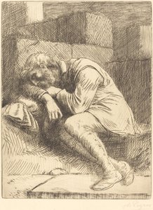 睡觉的乞丐 乞丐在睡觉。 作者 阿方斯·莱格罗斯（Alphonse Legros）