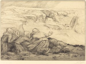 处于危险中的小船 Barque en peril. 作者 阿方斯·莱格罗斯（Alphonse Legros）