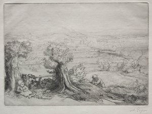 一个谷的纪念品在伯根地。 作者 阿方斯·莱格罗斯（Alphonse Legros）