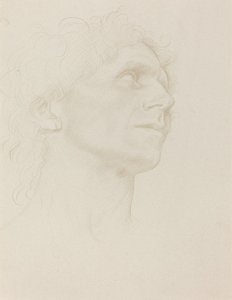 女人头的研究，向右转。 作者 阿方斯·莱格罗斯（Alphonse Legros）