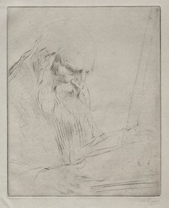 男人读书的研究。 作者 阿方斯·莱格罗斯（Alphonse Legros）