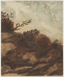 1800年代后半段，山上日落。 作者 阿方斯·莱格罗斯（Alphonse Legros）