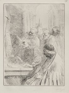 教堂里的僧侣 作者 阿方斯·莱格罗斯（Alphonse Legros）