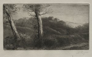 旅行者在草地上伸出来，c。 1888年。 作者 阿方斯·莱格罗斯（Alphonse Legros）