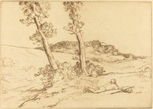 躺在草地上的旅行者 Le voyageur etendu sur le gazon. 作者 阿方斯·莱格罗斯（Alphonse Legros）