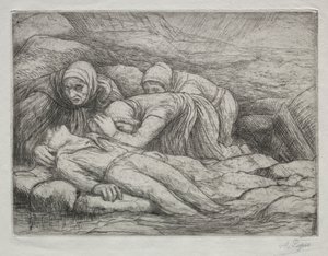 死亡的胜利：水手家庭的死亡。 作者 阿方斯·莱格罗斯（Alphonse Legros）