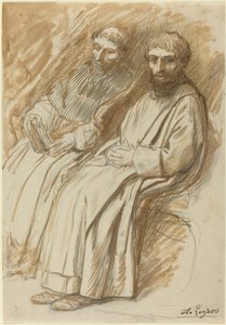 坐在教堂里的两个僧人 作者 阿方斯·莱格罗斯（Alphonse Legros）