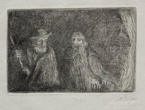 两个牧羊人两个牧羊人。 作者 阿方斯·莱格罗斯（Alphonse Legros）