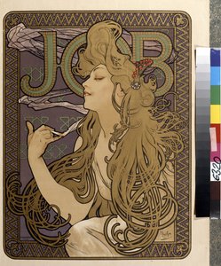 工作 "纸巾的广告海报。阿方斯-玛利亚-穆查（Alphonse Marie Mucha）的作品