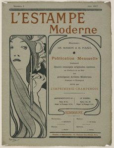 封面：L&39;Estampe moderne，1897年6月的封面（彩色石版画） 作者 阿方斯·慕夏