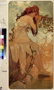 夏天（四季寓言系列）。阿方斯-玛丽亚-穆夏（Alphonse Marie Mucha）的作品