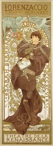 洛伦扎乔（Lorenzaccio），描绘了萨拉·伯恩哈特（Sarah Bernhardt）的角色，1896年 作者 阿方斯·慕夏