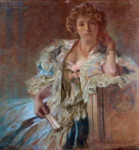 Berthe Lalande 的肖像。 阿尔方斯·穆夏 (1860-1939) 的绘画 作者 阿方斯·慕夏