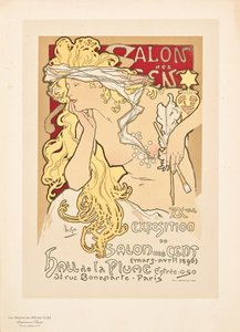 复制海报，广告于1896年在拉普拉梅大厅（Hall de la Plume）举行的美发沙龙展览