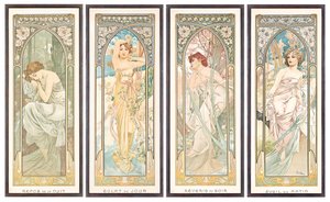 每日时报；一天中的时间 作者 Alphonse Mucha