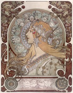 十二生肖--阿尔方斯-玛丽-穆夏（1860-1939）。彩色石版画 作者 阿方斯·慕夏