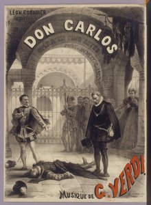 朱塞佩-威尔第的歌剧《唐卡洛斯》海报，1867年。 作者 阿尔方斯·玛丽·诺伊维尔