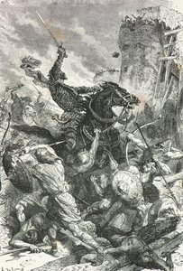 885 年，欧德伯爵抵御维京人入侵巴黎（雕刻） 作者 阿方斯·玛丽·德·诺伊维尔