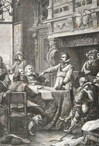 让-吉通在 1628 年围攻拉罗谢尔期间宣誓保卫拉罗谢尔（版画） 作者 阿方斯·玛丽·德·诺伊维尔