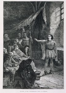 圣女贞德在监狱中受审——在基佐的《法兰西史》中，德诺伊维尔版画 作者 阿方斯·玛丽·德·诺伊维尔