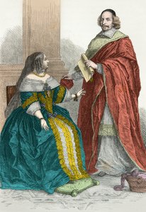 奥地利安妮和红衣主教马扎然的肖像（雕刻） 作者 阿方斯·玛丽·德·诺伊维尔