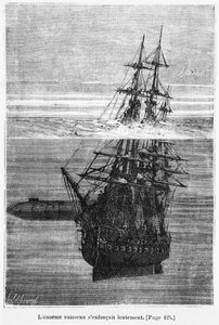 鹦鹉螺，由朱尔斯凡尔纳（1828-1905）的“20,000海底联盟”插图，由Henri Theophile Hildibrand（1824-97）雕刻，巴黎，Hetzel，1877年出版