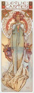 Alphonse Mucha的广告插图代表舞台女演员Leslie Carter在她的新剧“Kassa” -  1908 Dim 78x209 cm私人收藏 作者 阿方斯·慕夏