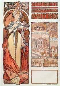 Alphonse Mucha（1860-1939）为奥地利制作的广告海报代表1900年巴黎世界博览会 -  Dim 68x98,5 cm由Alphonse Mucha为“奥地利”展览的广告海报