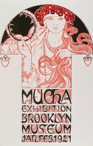 Alphonse Mucha（1860-1939）为“Mucha Exhibition，布鲁克林博物馆”制作的广告海报，1921年 -  Alphonse Mucha在纽约布鲁克林博物馆举办的Mucha展览广告海报，1921年Dim